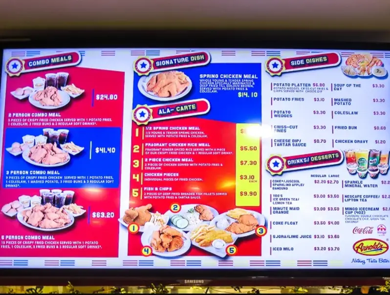 ARNOLD’S FRIED CHICKEN MENU SINGAPORE